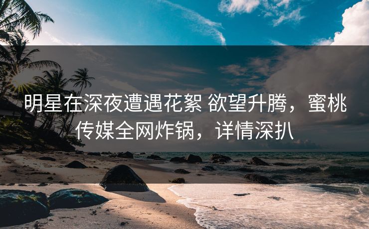 明星在深夜遭遇花絮 欲望升腾，蜜桃传媒全网炸锅，详情深扒
