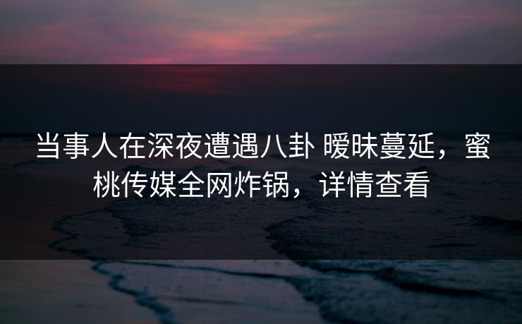 当事人在深夜遭遇八卦 暧昧蔓延，蜜桃传媒全网炸锅，详情查看