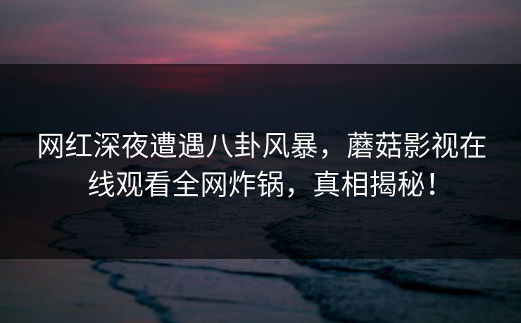 网红深夜遭遇八卦风暴，蘑菇影视在线观看全网炸锅，真相揭秘！
