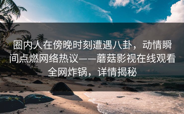 圈内人在傍晚时刻遭遇八卦，动情瞬间点燃网络热议——蘑菇影视在线观看全网炸锅，详情揭秘