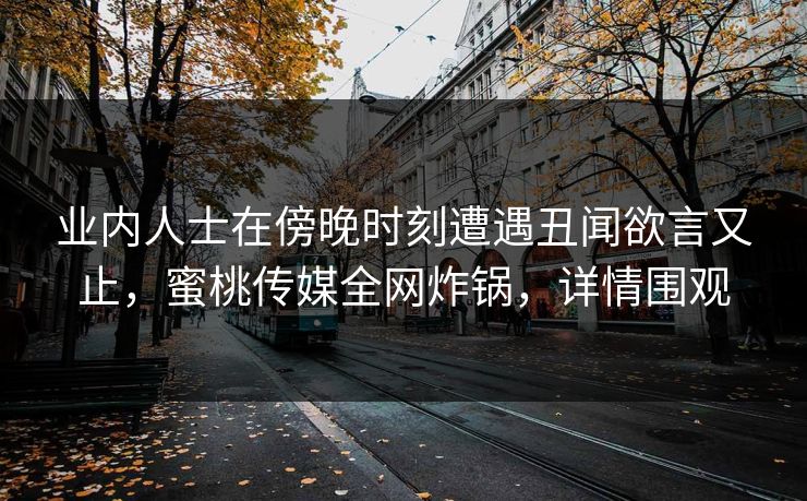 业内人士在傍晚时刻遭遇丑闻欲言又止，蜜桃传媒全网炸锅，详情围观