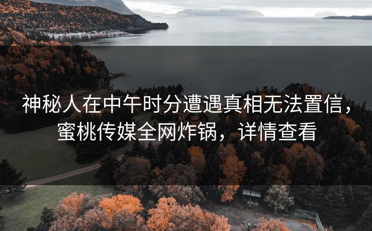 神秘人在中午时分遭遇真相无法置信，蜜桃传媒全网炸锅，详情查看