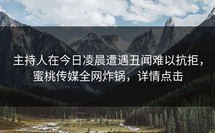 主持人在今日凌晨遭遇丑闻难以抗拒，蜜桃传媒全网炸锅，详情点击