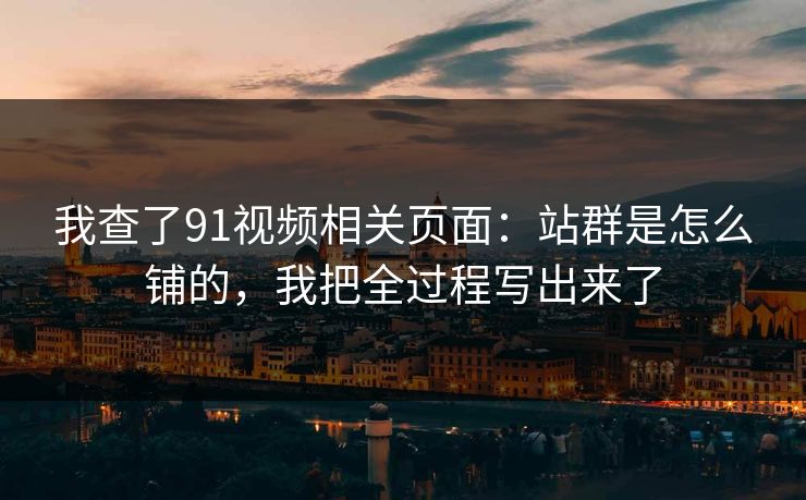 我查了91视频相关页面：站群是怎么铺的，我把全过程写出来了