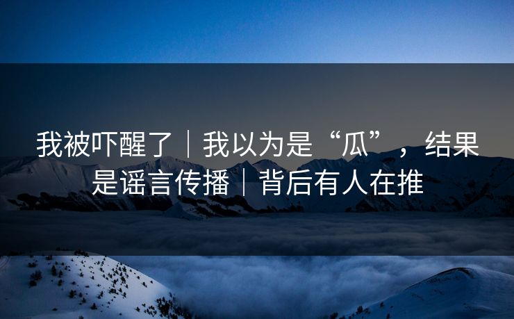 我被吓醒了｜我以为是“瓜”，结果是谣言传播｜背后有人在推